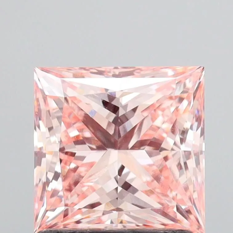 1.50ct PRINCESS Fancy Intense Orangey Pink VVS2 Coloured Lab diamond