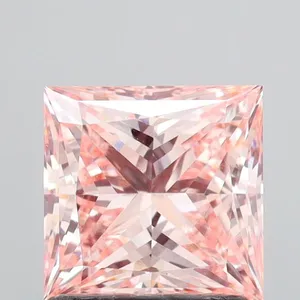 1.5ct PRINCESS Fancy Intense Orangey Pink VVS2 Coloured Lab diamond