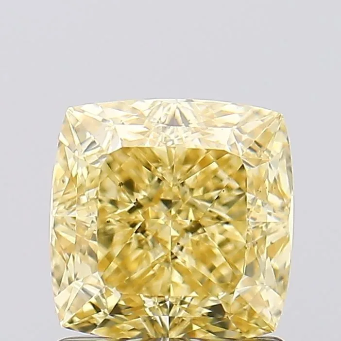 1.34ct CUSHION Fancy Vivid Yellow VS2 Coloured Lab diamond