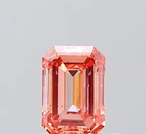 0.7ct EMERALD Fancy Vivid Orangey Pink I1 Coloured Lab diamond
