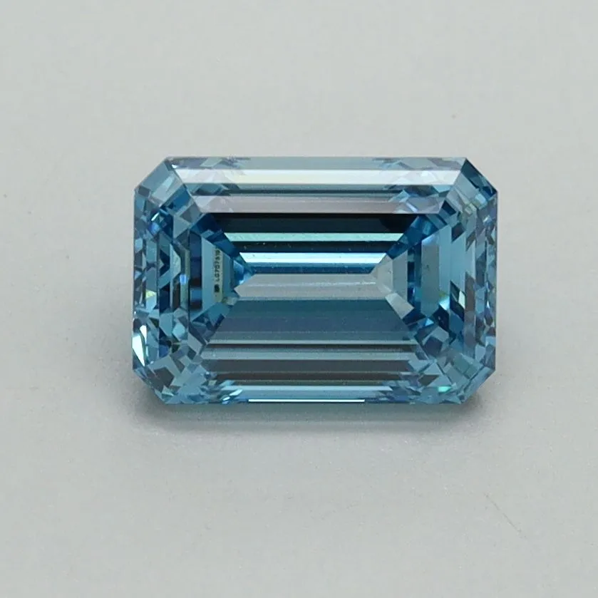 1.07ct EMERALD Fancy Vivid Blue VVS2 Coloured Lab diamond