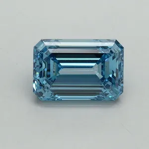 1.07ct EMERALD Fancy Vivid Blue VVS2 Coloured Lab diamond