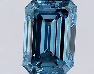 0.52ct EMERALD Fancy Vivid Blue VVS2 Coloured Lab diamond