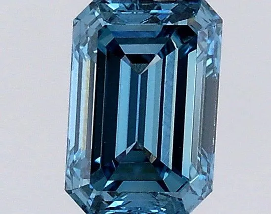 0.52ct EMERALD Fancy Vivid Blue VVS2 Coloured Lab diamond