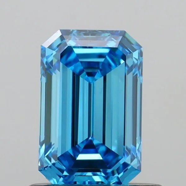 0.8ct EMERALD Fancy Vivid Blue VS1 Coloured Lab diamond