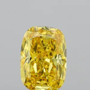 1.03ct CUSHION Fancy Vivid Yellow VS1 Coloured Lab diamond