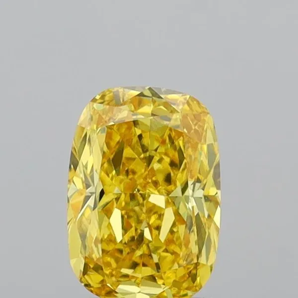 1.03ct CUSHION Fancy Vivid Yellow VS1 Coloured Lab diamond