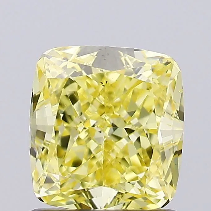 1.00ct CUSHION Fancy Intense Yellow VS2 Coloured Lab diamond