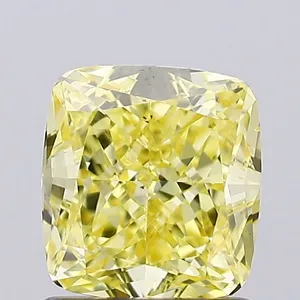 1ct CUSHION Fancy Intense Yellow VS2 Coloured Lab diamond