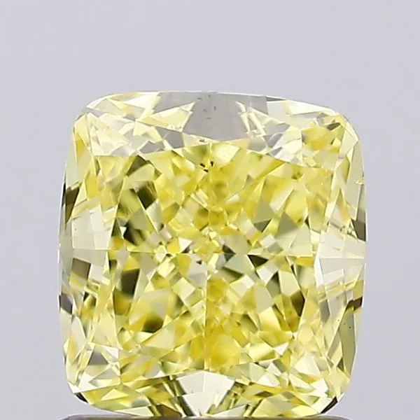 1ct CUSHION Fancy Intense Yellow VS2 Coloured Lab diamond