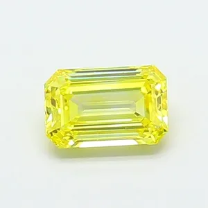 0.74ct EMERALD Fancy Vivid Yellow VS2 Coloured Lab diamond