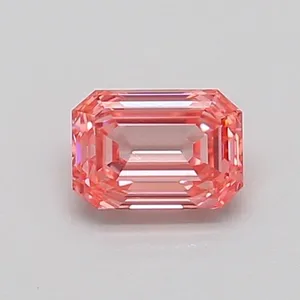 0.51ct EMERALD Fancy Vivid Pink VS1 Coloured Lab diamond