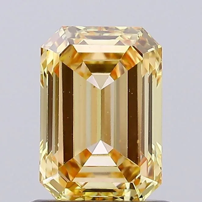 0.88ct EMERALD Fancy Orangey Yellow VS1 Coloured Lab diamond
