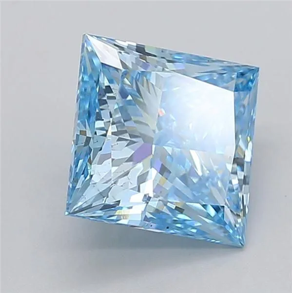 3.01ct PRINCESS Fancy Vivid Blue SI1 Coloured Lab diamond