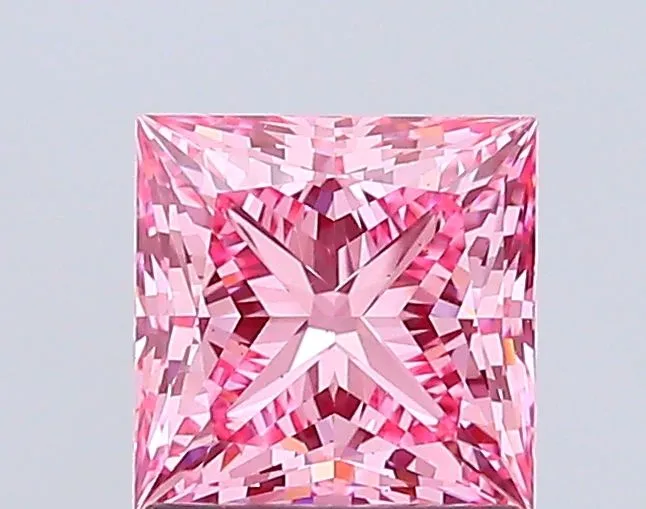 1.52ct PRINCESS Fancy Vivid Pink VS2 Coloured Lab diamond