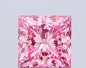 1.52ct PRINCESS Fancy Vivid Pink VS2 Coloured Lab diamond