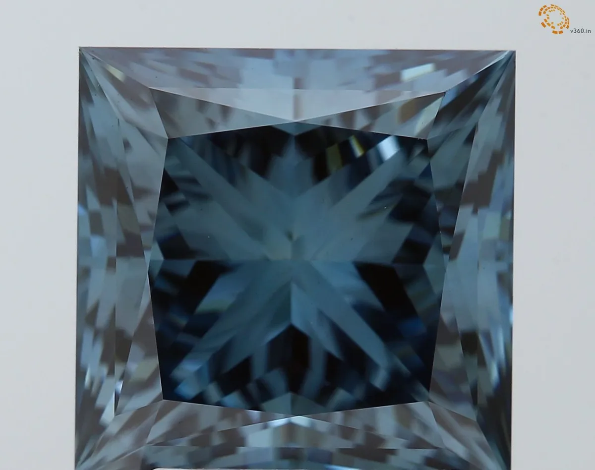 3.12ct PRINCESS Fancy Vivid Blue VS1 Coloured Lab diamond