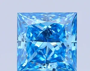 1.01ct PRINCESS Fancy Vivid Blue VVS2 Coloured Lab diamond