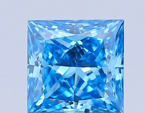 1.01ct PRINCESS Fancy Vivid Blue VVS2 Coloured Lab diamond
