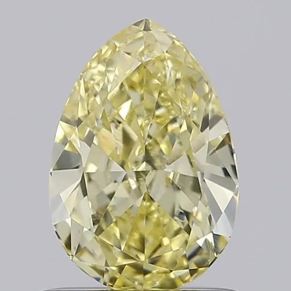 0.92ct PEAR Fancy Intense Yellow VVS2 Coloured Lab diamond