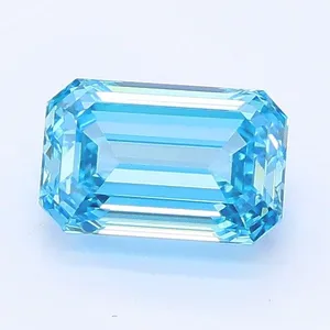 0.95ct EMERALD Fancy Vivid Blue VS1 Coloured Lab diamond