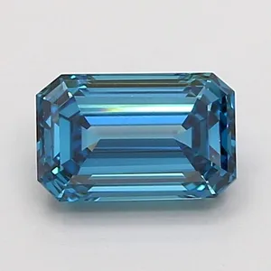 1.23ct EMERALD Fancy Vivid Blue VS1 Coloured Lab diamond