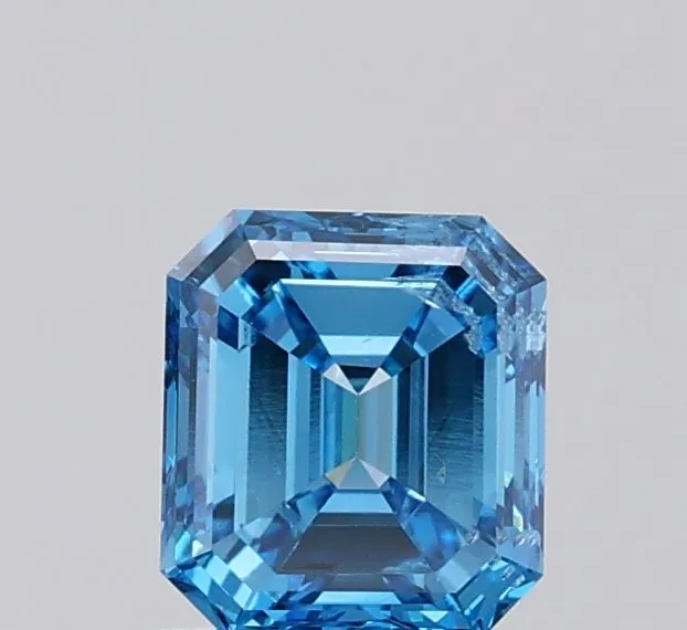 1.04ct EMERALD Fancy Vivid Blue SI2 Coloured Lab diamond