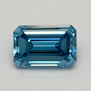 0.52ct EMERALD Fancy Vivid Blue VS1 Coloured Lab diamond