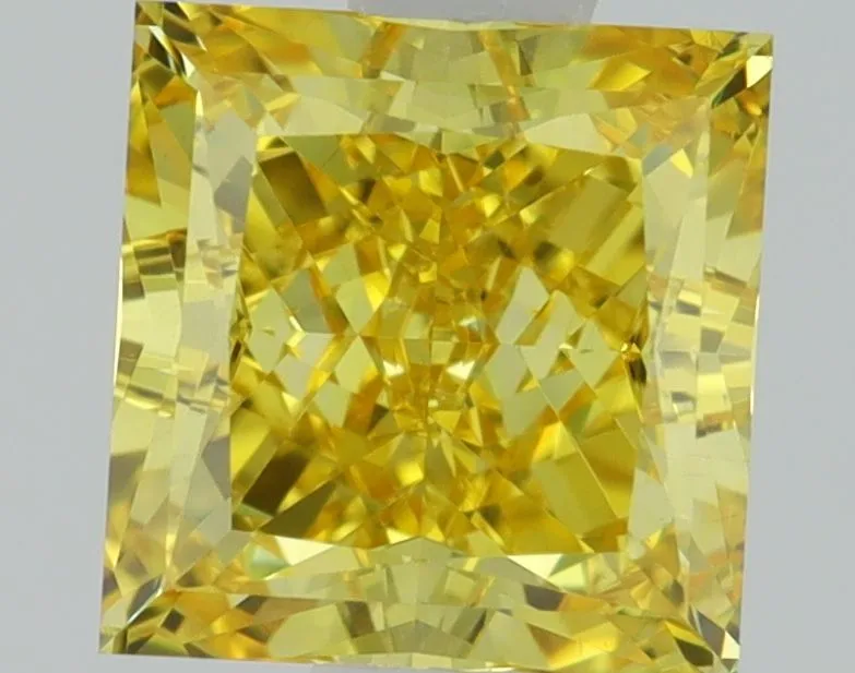 1.01ct PRINCESS Fancy Vivid Yellow VS1 Coloured Lab diamond