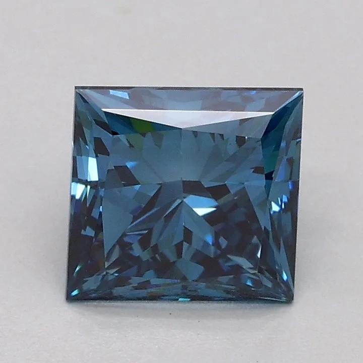 1.01ct PRINCESS Fancy Vivid Blue VVS2 Coloured Lab diamond