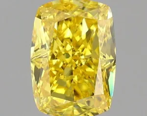 0.98ct CUSHION Fancy Vivid Yellow VVS2 Coloured Lab diamond