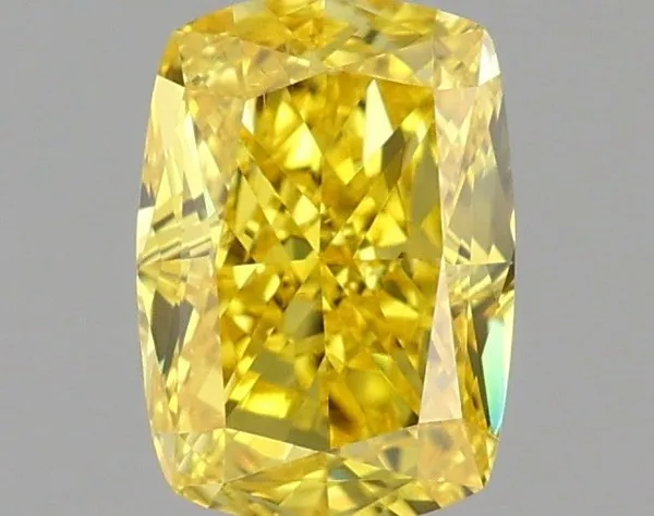 0.98ct CUSHION Fancy Vivid Yellow VVS2 Coloured Lab diamond