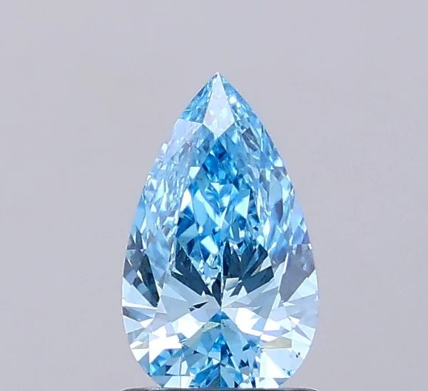 0.9ct PEAR Fancy Vivid Blue VS2 Coloured Lab diamond