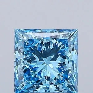 2.68ct PRINCESS Fancy Vivid Blue VS1 Coloured Lab diamond
