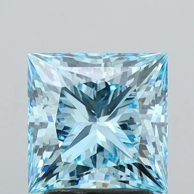 2.68ct PRINCESS Fancy Vivid Blue VVS2 Coloured Lab diamond