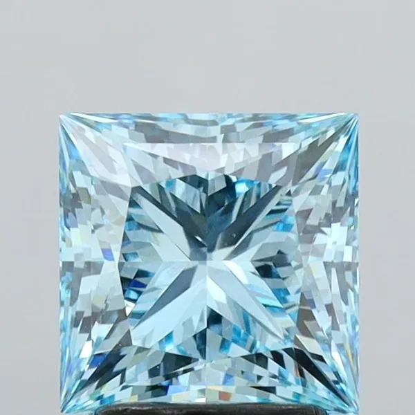 2.68ct PRINCESS Fancy Vivid Blue VVS2 Coloured Lab diamond