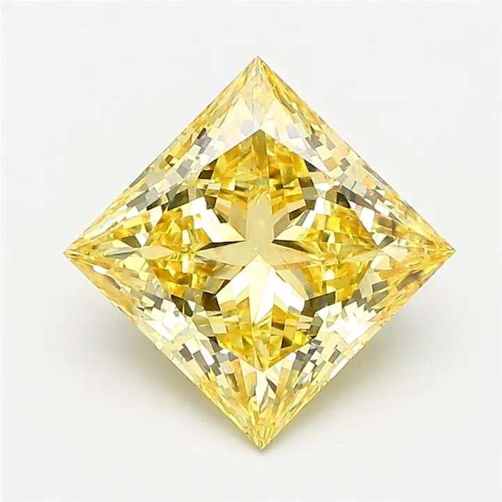4.02ct PRINCESS Fancy Intense Yellow VS2 Coloured Lab diamond