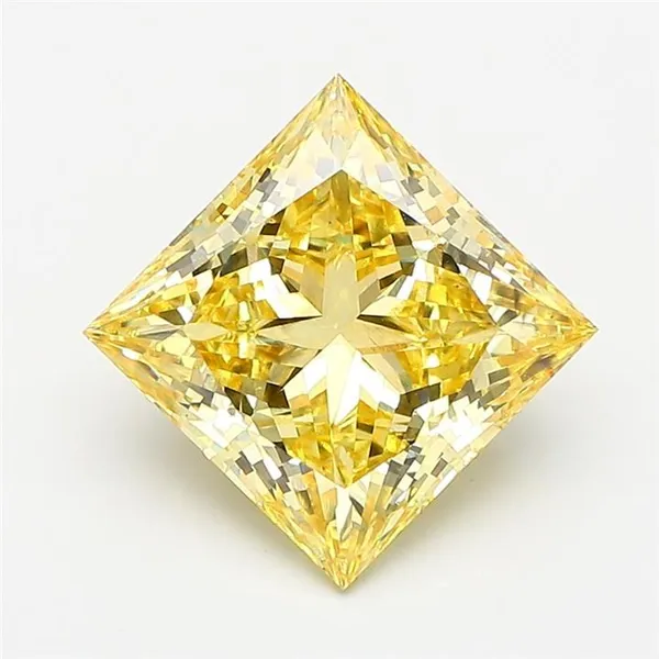 4.02ct PRINCESS Fancy Intense Yellow VS2 Coloured Lab diamond