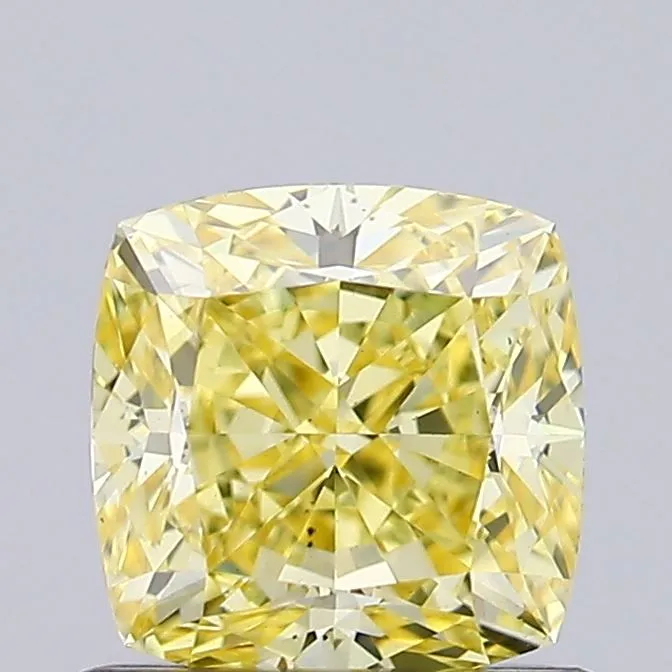 0.98ct CUSHION Fancy Intense Yellow VS2 Coloured Lab diamond
