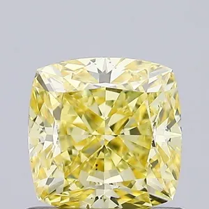 0.98ct CUSHION Fancy Intense Yellow VS2 Coloured Lab diamond