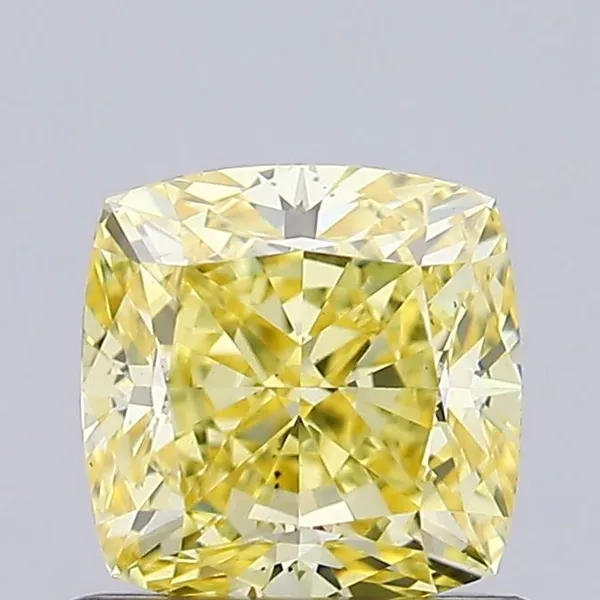 0.98ct CUSHION Fancy Intense Yellow VS2 Coloured Lab diamond