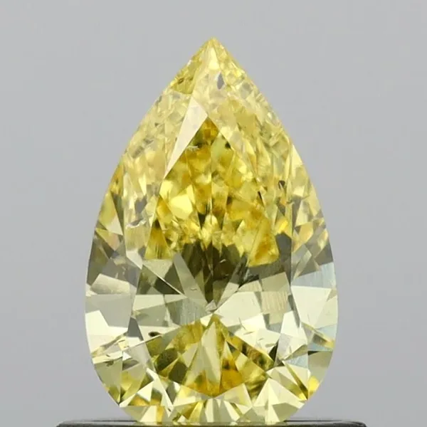 0.69ct PEAR Fancy Intense Yellow SI2 Coloured Lab diamond