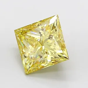 4.02ct PRINCESS Fancy Intense Yellow VS1 Coloured Lab diamond