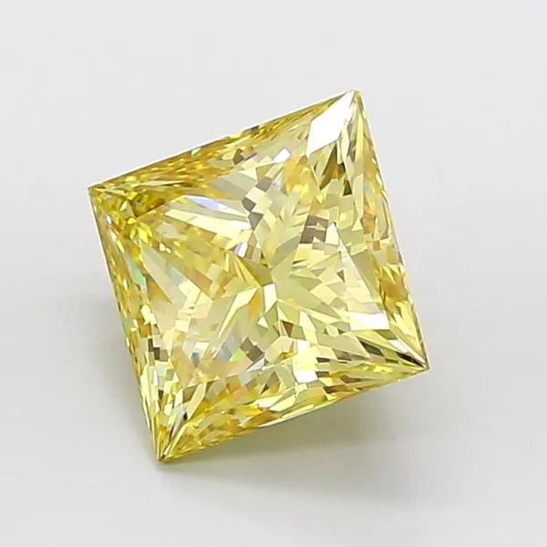 4.02ct PRINCESS Fancy Intense Yellow VS1 Coloured Lab diamond