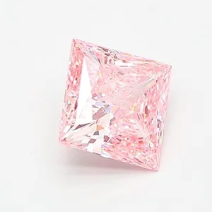 0.98ct PRINCESS Fancy Vivid Pink VVS1 Coloured Lab diamond