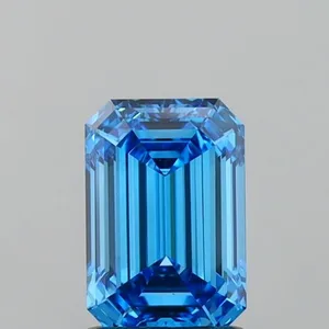 1.42ct EMERALD Fancy Vivid Blue VVS2 Coloured Lab diamond