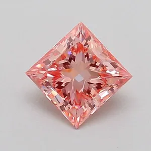 0.88ct PRINCESS Fancy Vivid Orangey Pink VS2 Coloured Lab diamond