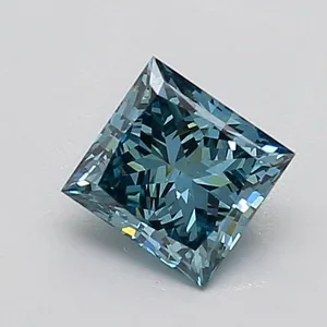 0.7ct PRINCESS Fancy Vivid Greenish Blue VS2 Coloured Lab diamond