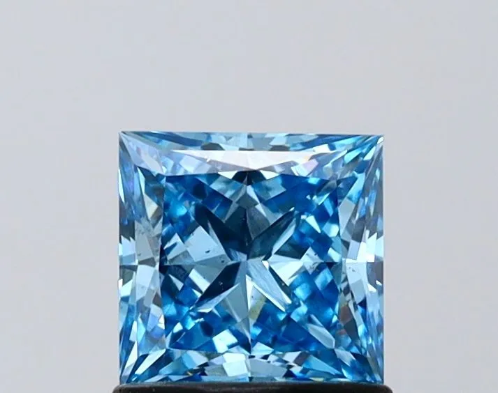 1.01ct PRINCESS Fancy Vivid Blue VS2 Coloured Lab diamond