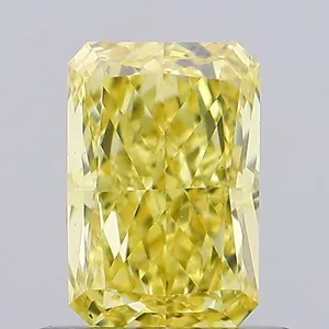 0.77ct RADIANT Fancy Vivid Yellow VS2 Coloured Lab diamond